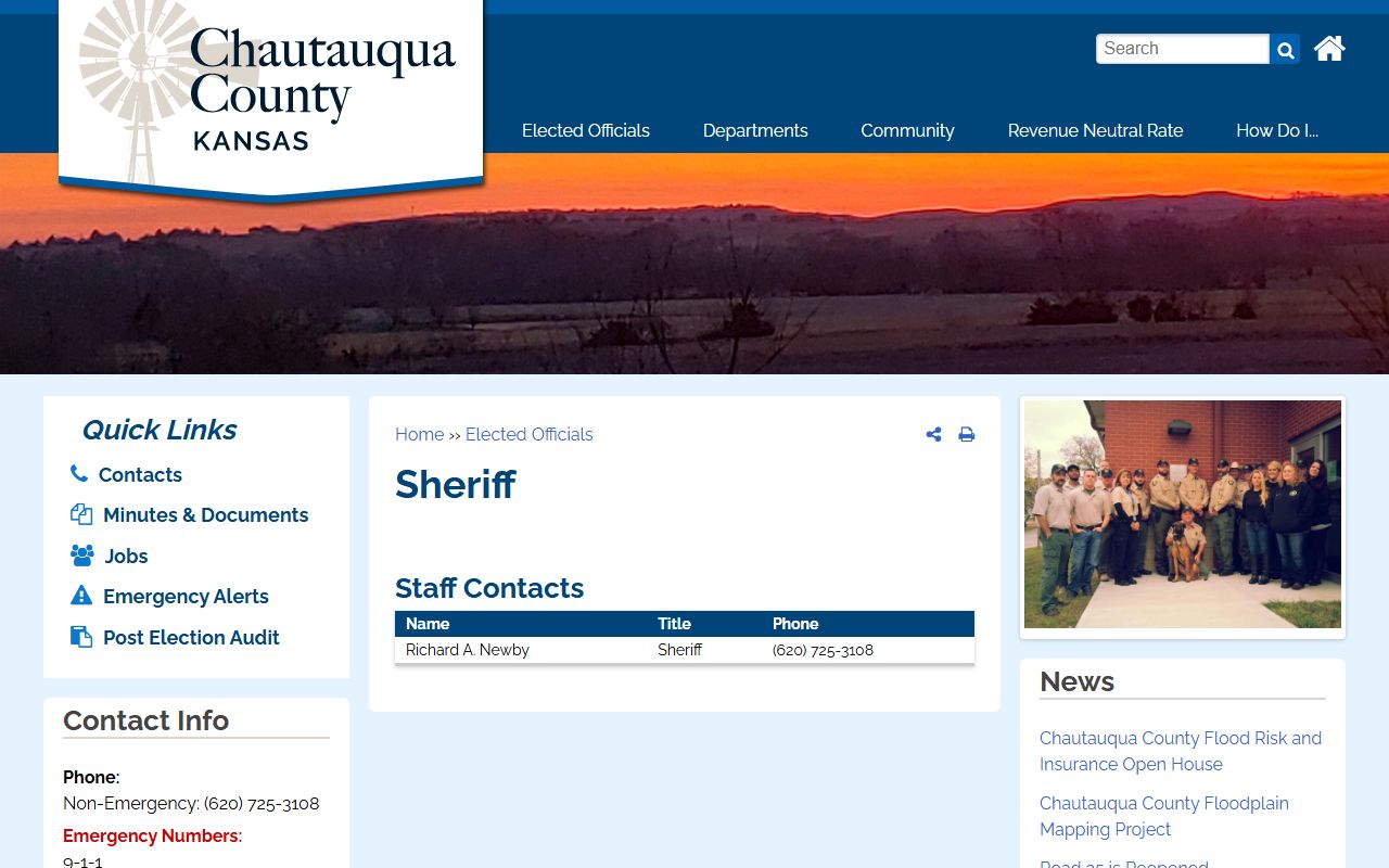 Chautauqua County arrest records sheriff contact page