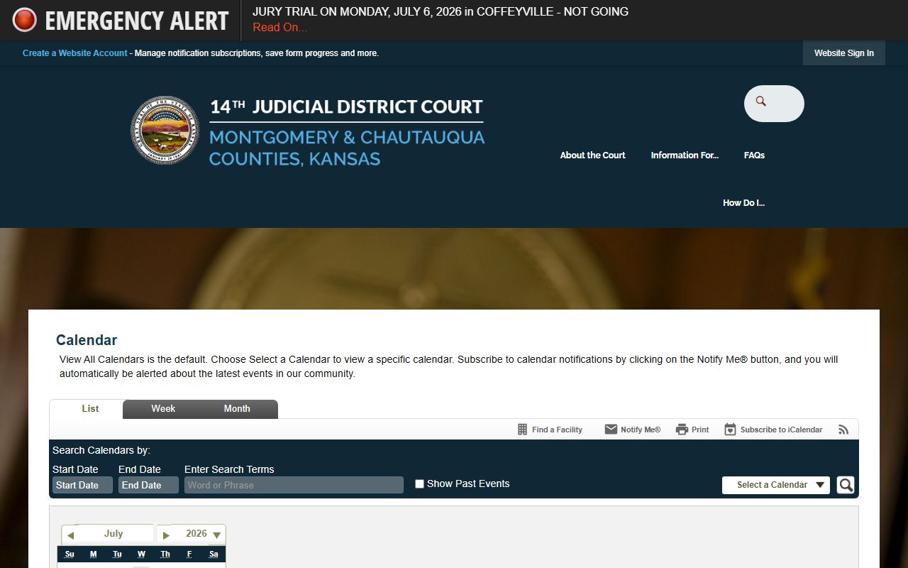 Chautauqua County court dockets district calendar