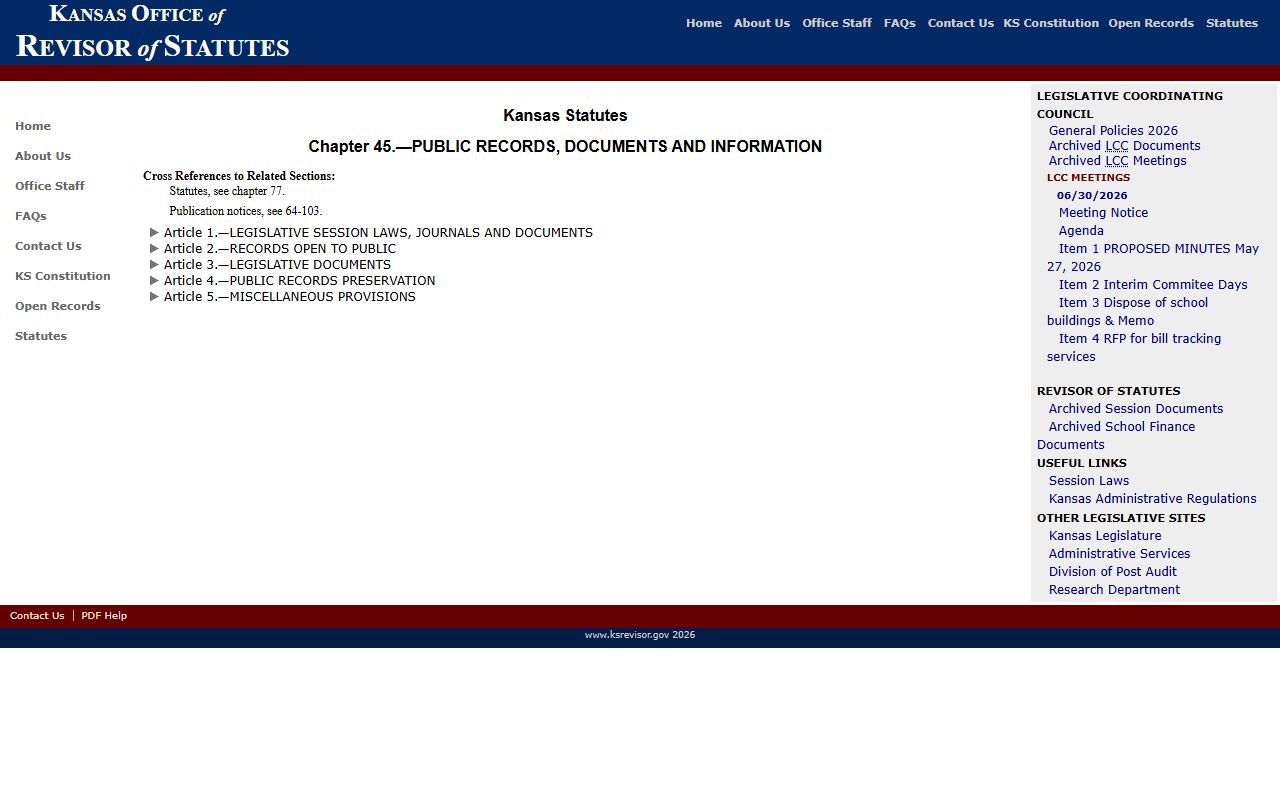 Chautauqua County court records Kansas Open Records Act index