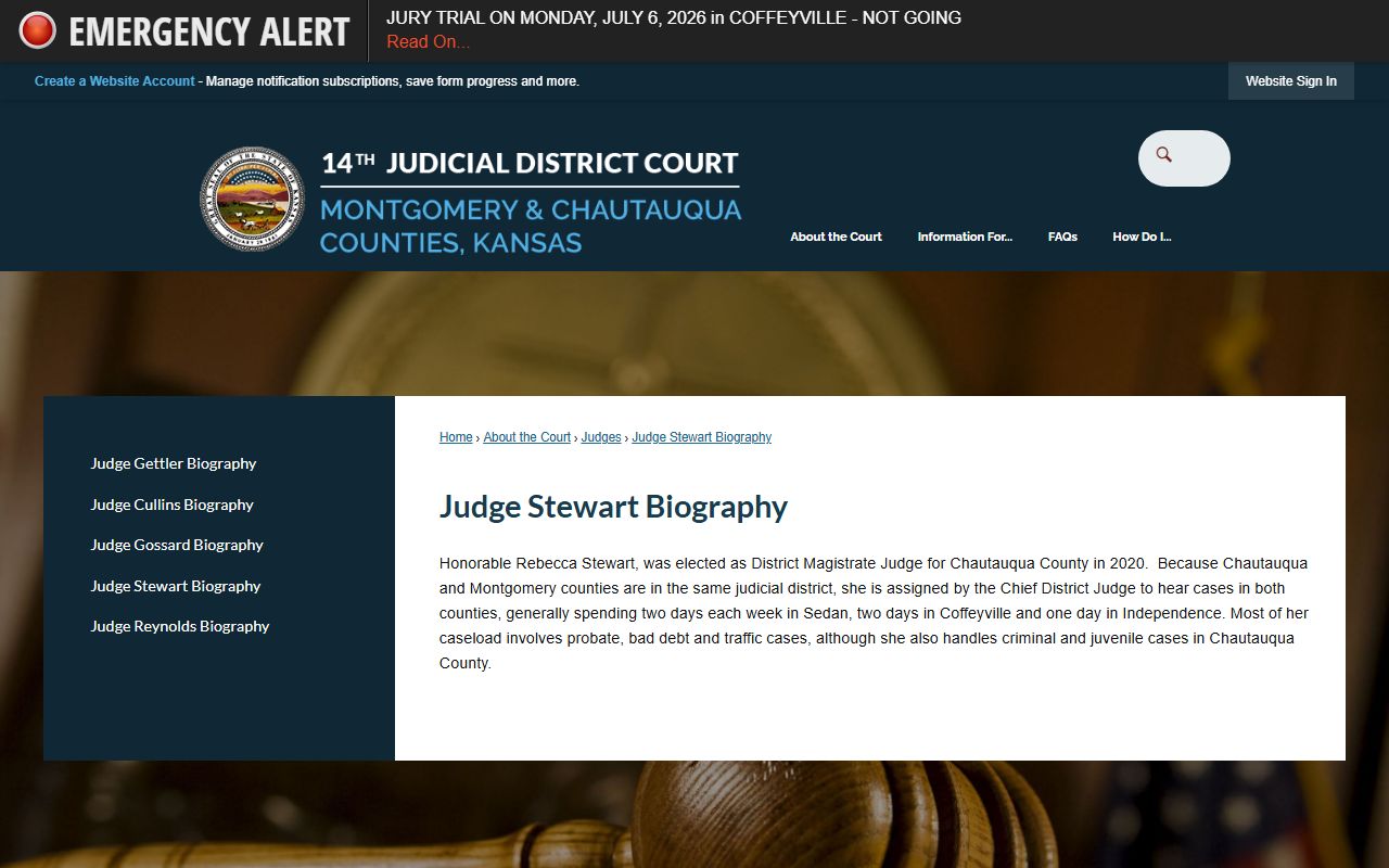 Chautauqua County District Court Judge Stewart probate traffic records