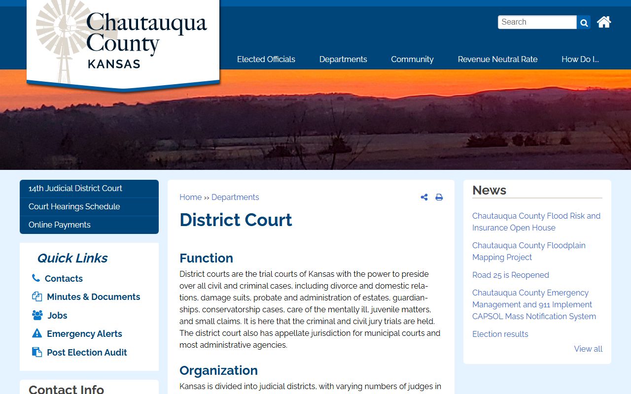 Chautauqua County court records district court page