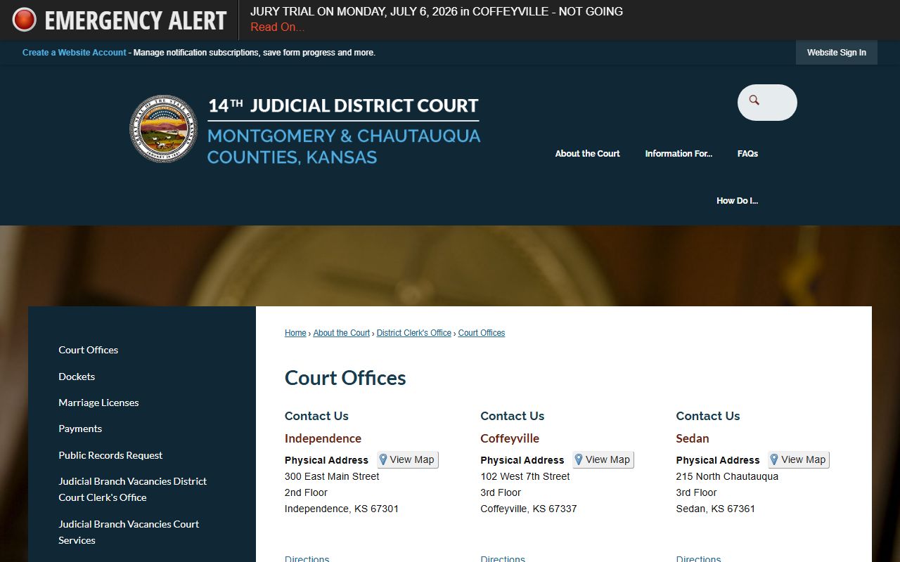 Chautauqua County court records 14th Judicial District court offices