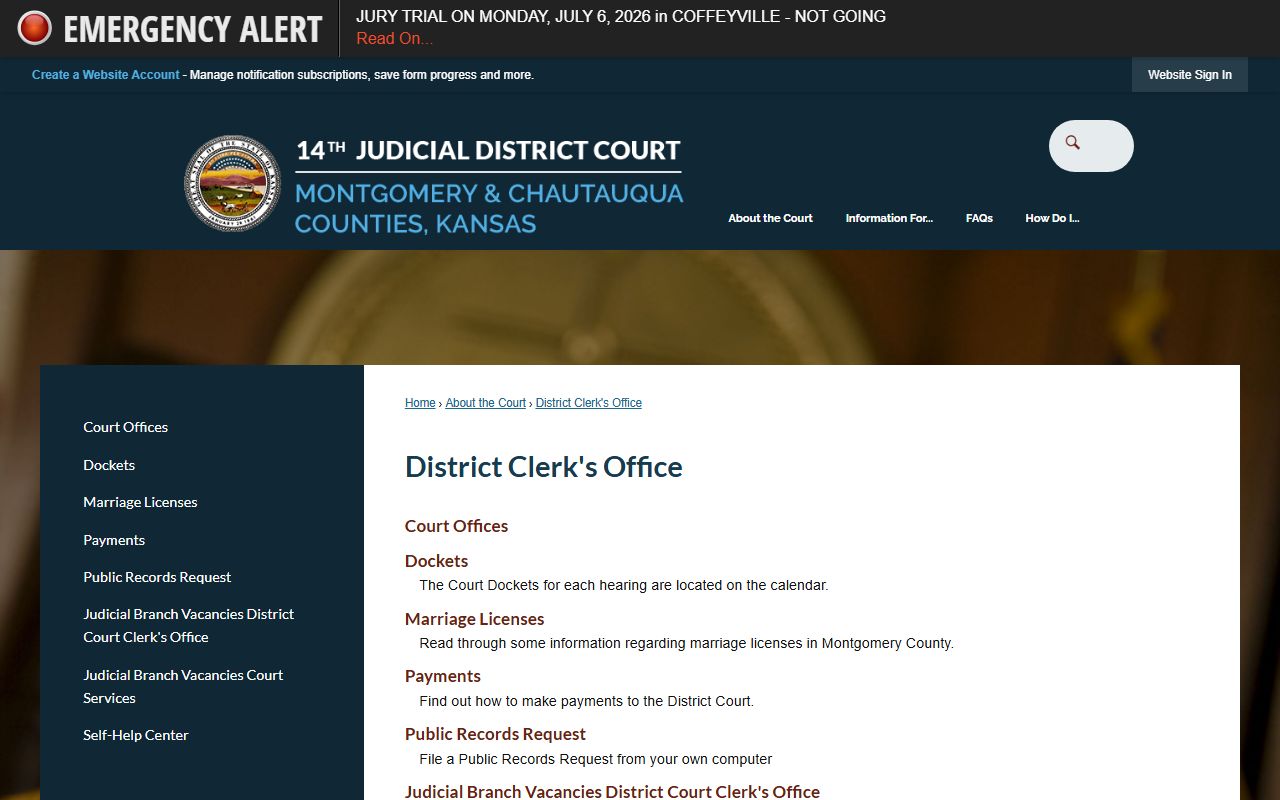 Chautauqua County court records district clerk payment and records links
