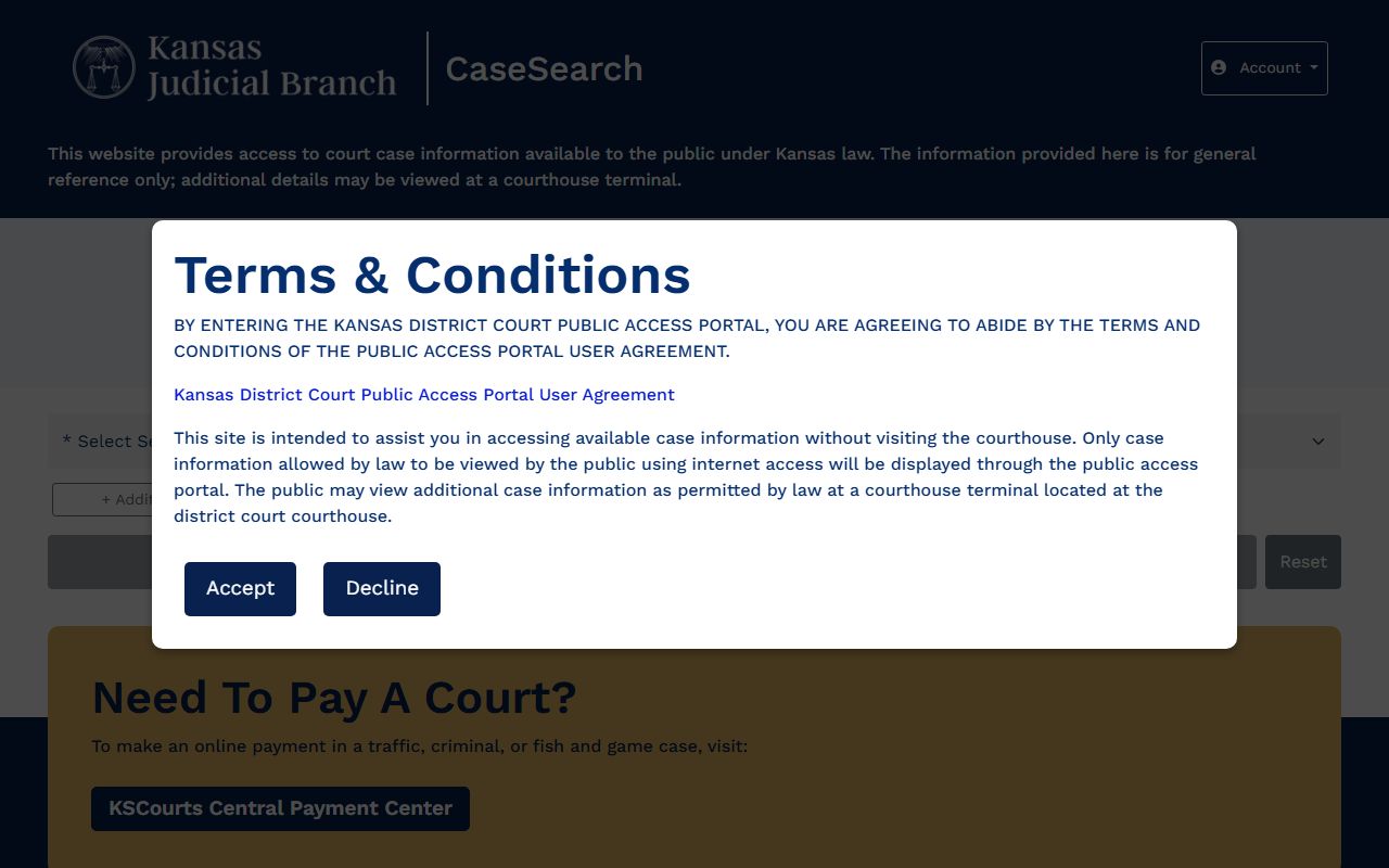 Chautauqua County court records Kansas district court public access portal